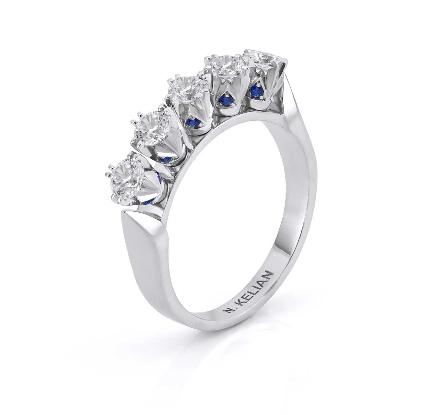 4/3 CTTW Sapphire And Diamond French Pave Ring In 18k White Gold