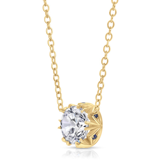 Aquamarine And Diamond French Pave Pendant In 18k Yellow Gold