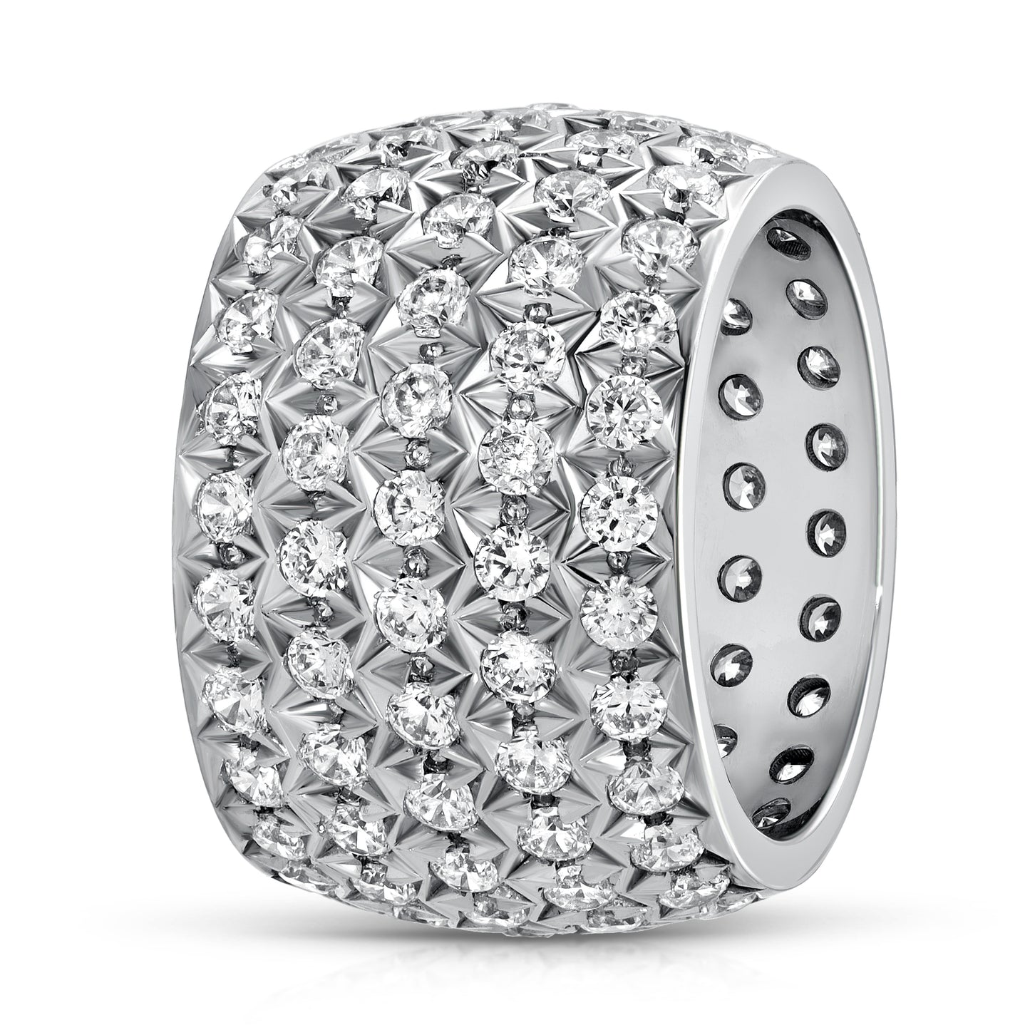 3.6 CTTW Diamond French Pave Ring In 18k White Gold