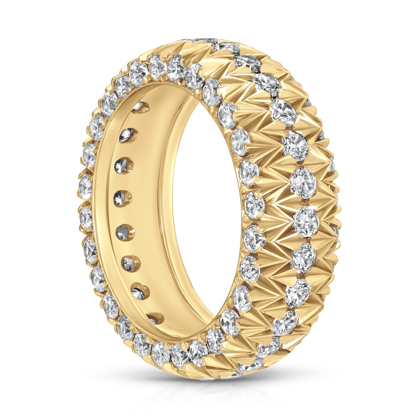 3.2 CTTW Diamond French Pave Ring In 18k Yellow Gold