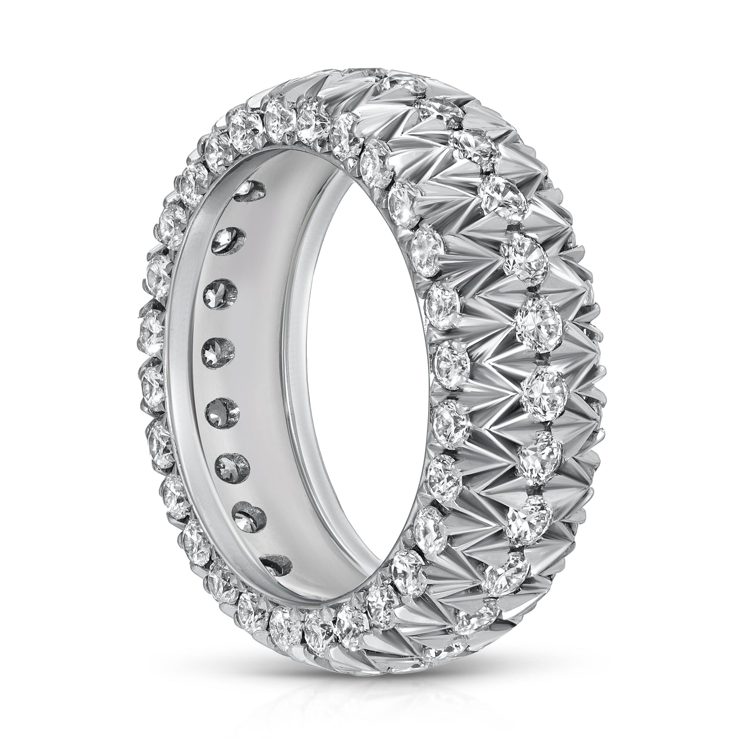 3.2 CTTW Diamond French Pave Ring In 18k White Gold