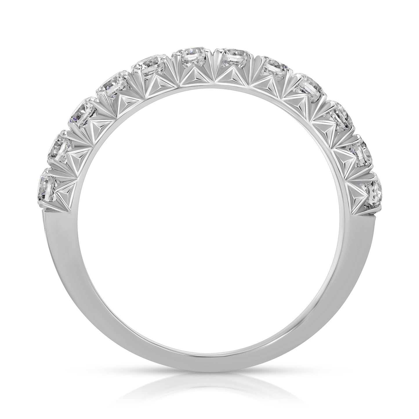 Diamond French Pave Ring In 18k White Gold