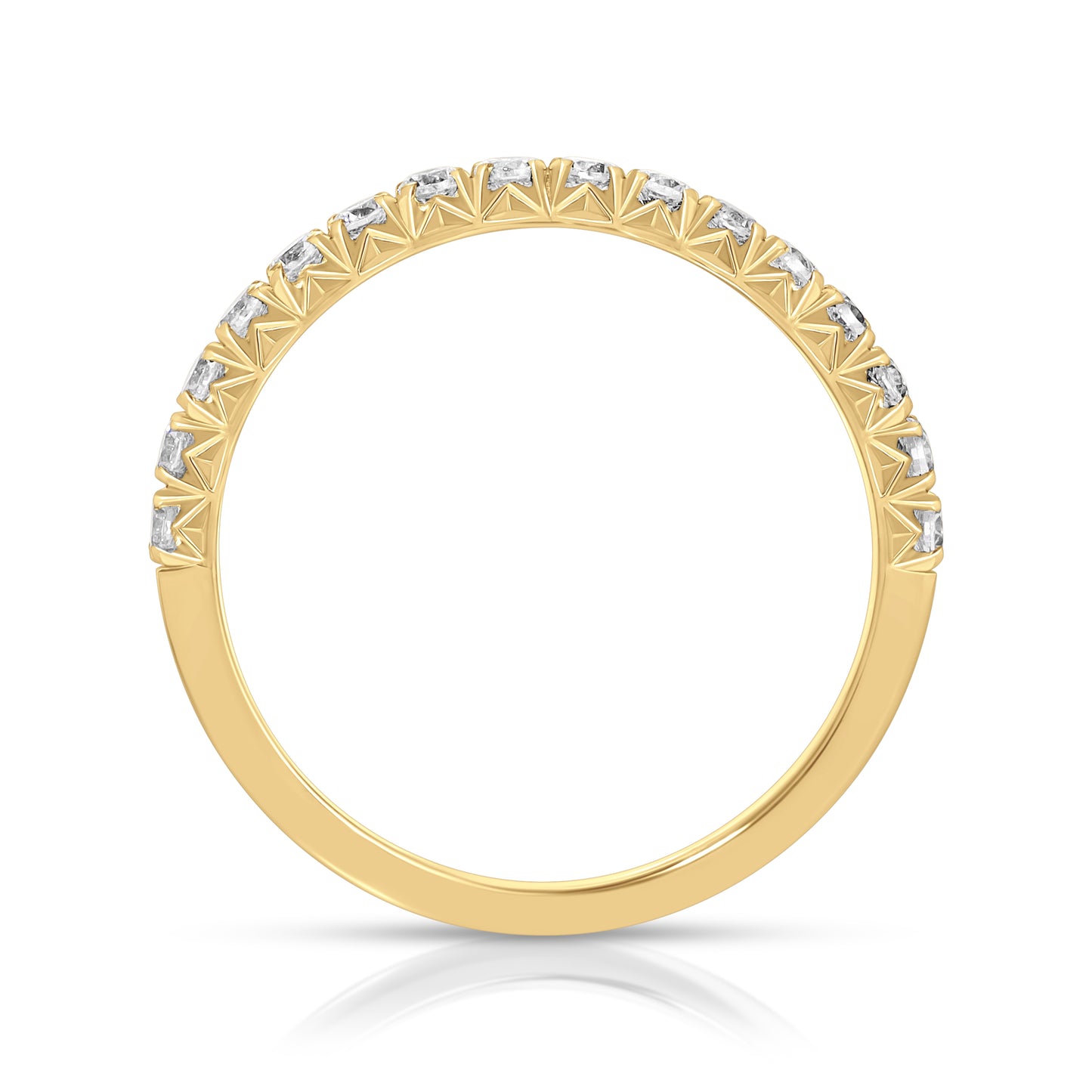 Diamond French Pave Ring In 18k Yellow Gold