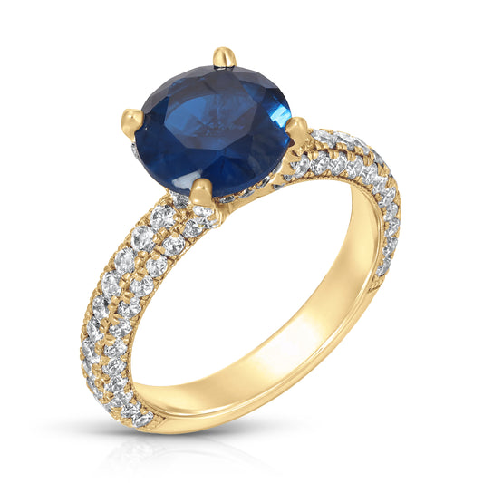 Sapphire And Diamond Ring In 18k Yellow Gold