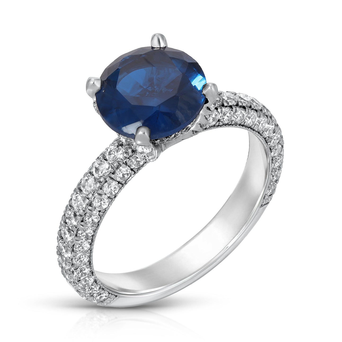 Sapphire And Diamond Ring In 18k White Gold