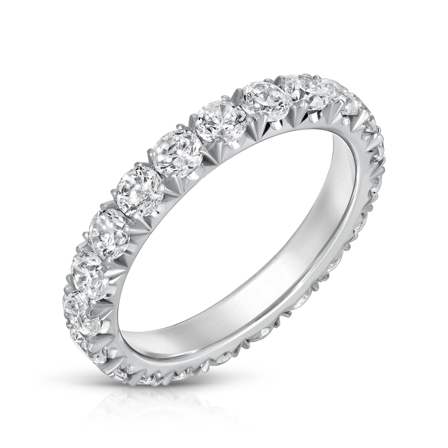 Diamond French Pave Ring In 18k White Gold