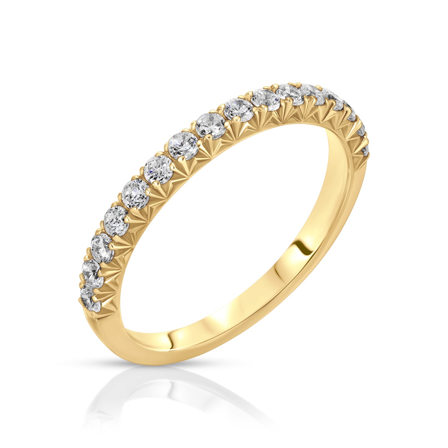 Diamond French Pave Ring In 18k Yellow Gold