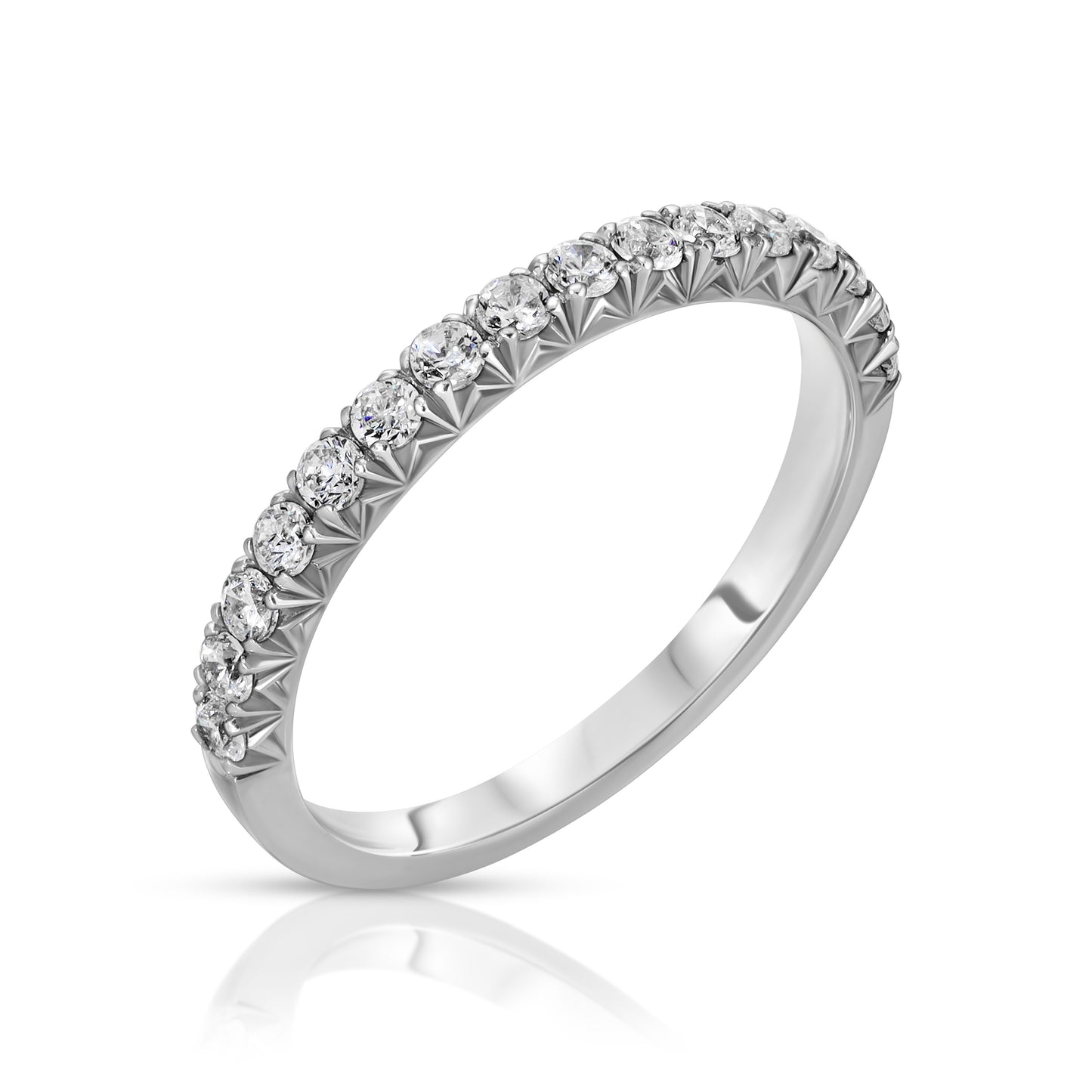 Diamond French Pave Ring In 18k White Gold